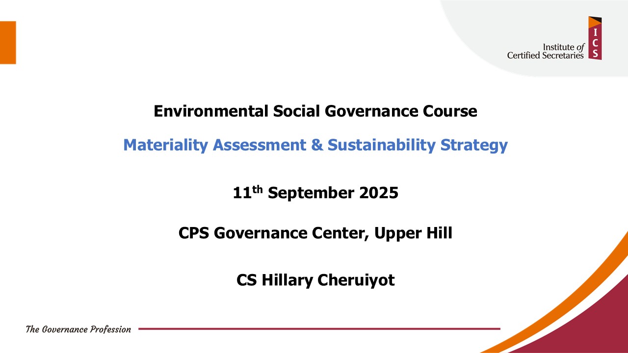 Environmental Social Governance Course Materiality Assessment & Sustainability Strategy ICS101